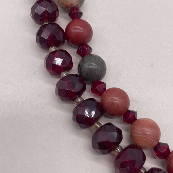 Handcrafted 925 Double-Strand Beaded Necklace With Circular Pendant - 17” Length - Picture 4 of 5